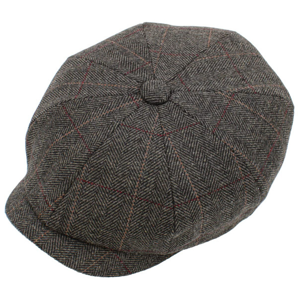 KBW-310 BLK L/XL Sombrero Ascot Ivy Button Newsboy Sombrero de mezcla de lana Applejack