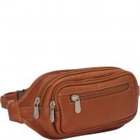 Riñonera Piel Leather Ovalada con múltiples cremalleras, Sillín, Talla única