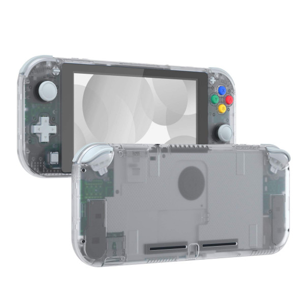 eXtremeRate Carcasa de Repuesto Transparente para Nintendo Switch Lite, Carcasa de Controlador de Mano NSL con Protector de Pantalla, Funda Personalizada para Nintendo Switch Lite