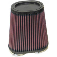 Filtro de aire con abrazadera universal original de por vida de alto flujo K&N: Alto rendimiento, Premium: Diámetro de brida: 2.375 pulgadas, Altura del filtro: 6.75 pulgadas, Longitud de brida: 0.375 pulgadas, Forma: Ovalada recta, RU-4710