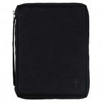Estuche para Biblia con asa y poliéster reforzado con cruz negra, mediano