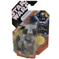 Star Wars 30 Aniversario Darktrooper Saga Legends con moneda de coleccionista de plástico