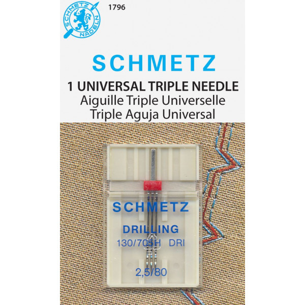 Agujas para máquina de coser SCHMETZ Triple (130/705 H DRI) - Cardadas - Tamaño 2.5/80