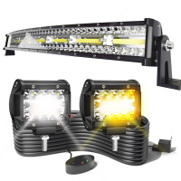 Barra de luz LED curvada de triple fila Terrain Vision de 32 pulgadas, cápsulas estroboscópicas de 2x4 pulgadas