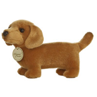 Animal de peluche realista Aurora® Miyoni® Dachshund - Los detalles realistas hacen un compañero preciado - Perfecto para decorar dormitorios o aulas - Marrón 8 pulgadas