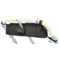 StrollAir - El mejor organizador universal para cochecito doble para padres Caddy Portavasos aislado Consola lado a lado Mountain Buggy TWIN WAY Bob Duallie Baby Jogger City Mini GT - Negro