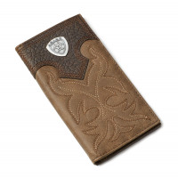 ARIAT Cartera Rodeo para hombre, piel con puntada de bota, escudo Concho