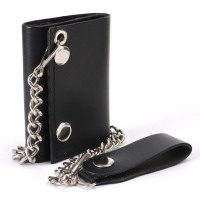 Hot Leathers WLB1001 Cartera plegable clásica de cuero negro con cadena - 4