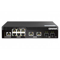 QNAP QSW-M2106PR-2S2T-US Conmutador administrado L2 para montaje en rack de medio ancho y 10 puertos