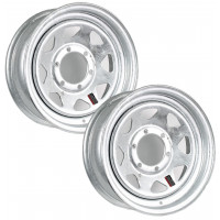 eCustomrim Paquete de 2 ruedas de remolque galvanizadas 15X6 15 pulgadas Llanta de 6 lengüetas