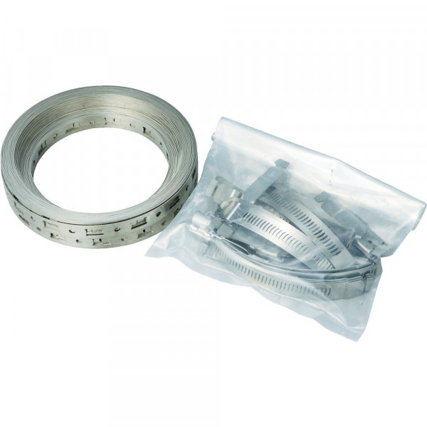 Breeze-4001 Sistema de abrazadera de manguera de acero inoxidable Make-A-Clamp, 1 kit contiene: banda de 100 pies, 25 sujetadores ajustables, 10 empalmes de banda (paquete de 1)