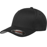 Flexfit Gorra de béisbol ajustada de sarga peinada de lana para hombre, negro, grande-XL