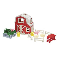 Green Toys Farm Playset - Juego de simulación de 13 piezas, habilidades motoras, lenguaje y comunicación, juguete para juegos de rol para niños. Sin BPA, ftalatos, PVC. Apto para lavavajillas, plástico reciclado, fabricado en EE. UU., rojo