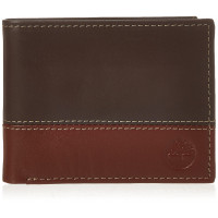 Timberland Leather Passcase Bifold Wallet Hybrid para hombre, marrón/coñac, talla única