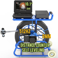 Anysun Cámara de alcantarillado con sonda de 512 Hz, cámara de alcantarillado autonivelante de 200 pies con contador de distancia, monitor IPS de 10,1 con micrófono y DVR, cámara de tubo de drenaje de 32 mm con 24 LED y cable de 9 mm (tarjeta de 32 GB)