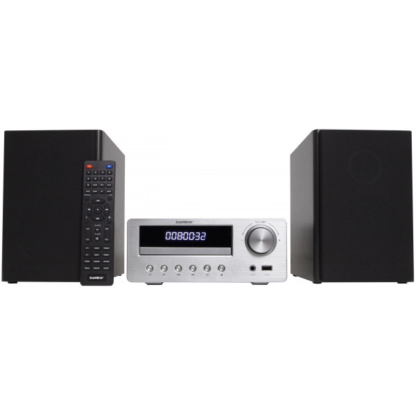 Sistema de estantería estéreo con radio CD SoundBeast y dos altavoces de estantería de 30 W