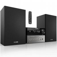 Philips Sistema estéreo Bluetooth para el hogar con reproductor de CD para el hogar, transmisión inalámbrica, MP3, USB, entrada de audio, radio FM, 18 W, micro sistema de sonido musical