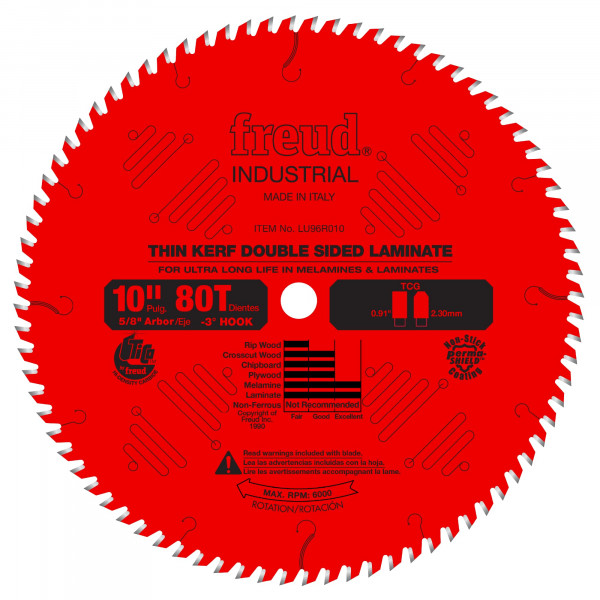 Freud LU96R010: Laminado/melamina de doble cara de corte fino de 10 x 80T