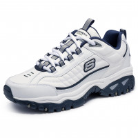 Skechers Energy Afterburn - Zapatillas para correr para hombre, color blanco/azul marino, 6,5 mediano