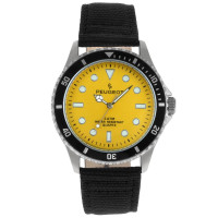 Peugeot Reloj analógico de cuarzo con correa de lona y bisel deportivo audaz de 42 mm para hombre