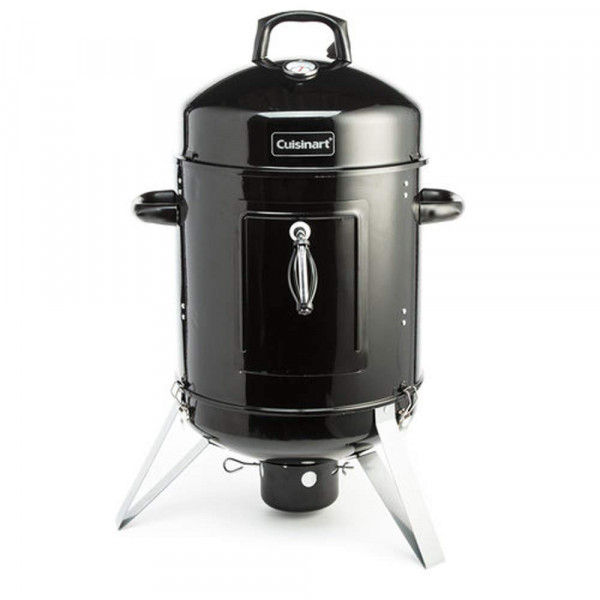 Cuisinart Ahumador vertical de carbón de 16 pulgadas, termómetro integrado, tazón de agua y ventilación doble, perfecto para pechuga ahumada, parrilla ahumada cromada para barbacoa, camping, portones traseros