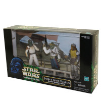 Escena de la película Star Wars El poder de la fuerza: Los guardias del esquife de Jabba: Nikto, Barada y Klaatu