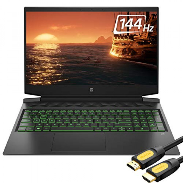 Laptop para juegos HP Pavilion VR Ready de 144 Hz, 16,1 FHD IPS, Core i5-10300H de 4 núcleos hasta 4,50 GHz, GTX 1660Ti, 16 GB de RAM, SSD de 1 TB, DP 1.4 / HDMI 2.0, RJ-45, KB con retroiluminación, Mytrix HDMI Cable, gana 10