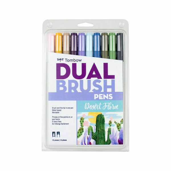 Tombow 56197 Rotuladores artísticos de doble pincel, paquete de 10 Desert Flora