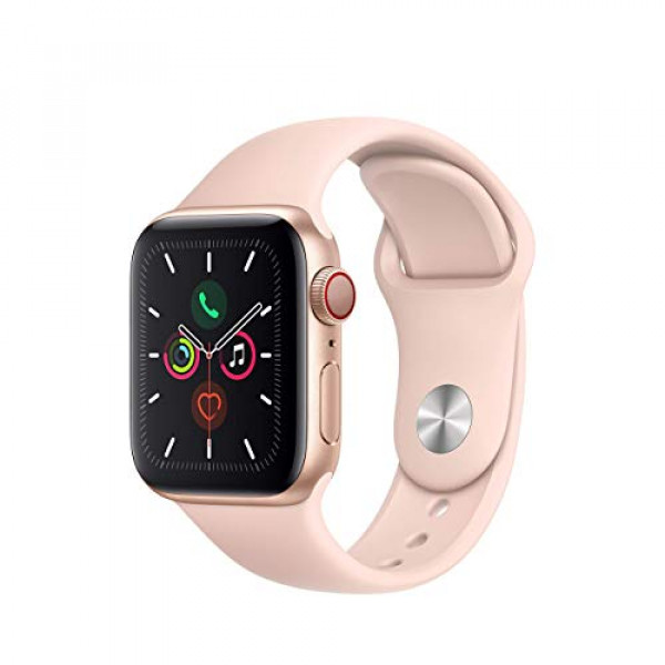 Apple Watch Series 5 (GPS + Cellular, 40 mm) - Caja de aluminio dorado con correa deportiva rosa arena (renovada)
