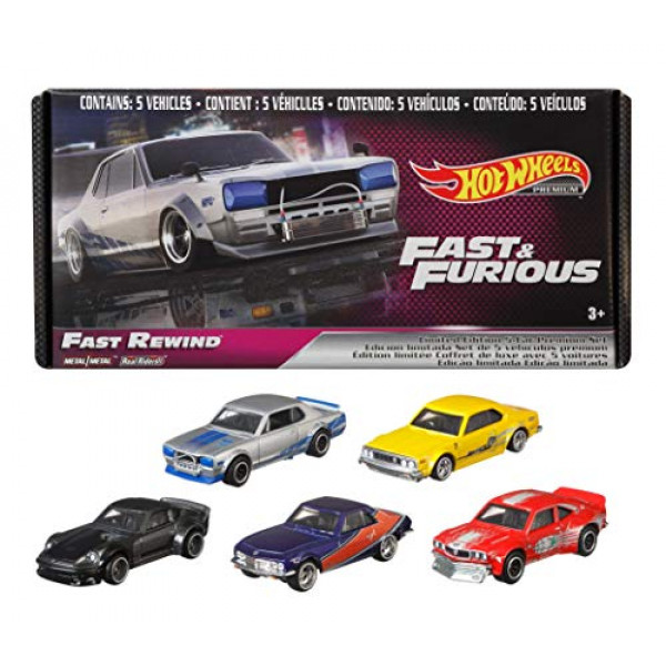 Paquete de Hot Wheels Fast & Furious, 5 vehículos premium de la serie de películas Fast & Furious