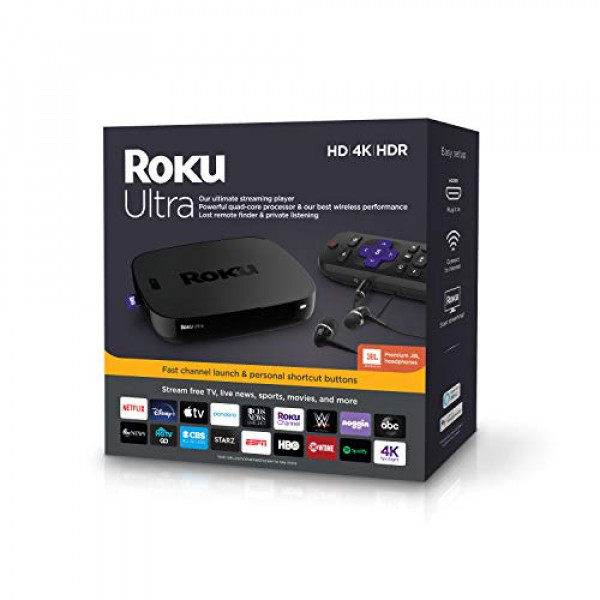 Roku Ultra | Streaming Media Player 4K / HD / HDR con auriculares JBL Premium