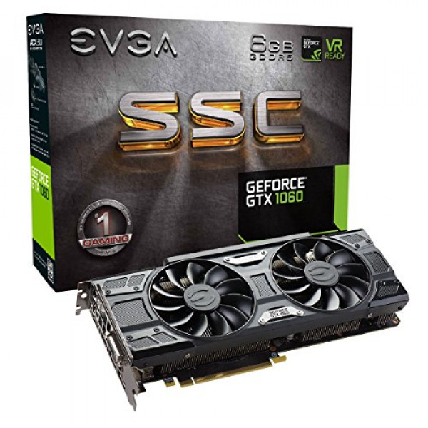 EVGA GeForce GTX 1060 SC GAMING de 3 GB, ACX 2.0 (ventilador único), GDDR5 de 3 GB, soporte para OSD DX12 (PXOC), 03G-P4-6162-KR (renovado)