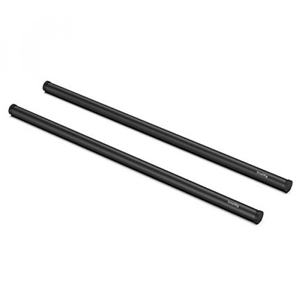 SMALLRIG - Varilla de 15 mm de aleación de aluminio negro de 40 cm (16 pulgadas) con rosca hembra M12, paquete de 2 - 1054