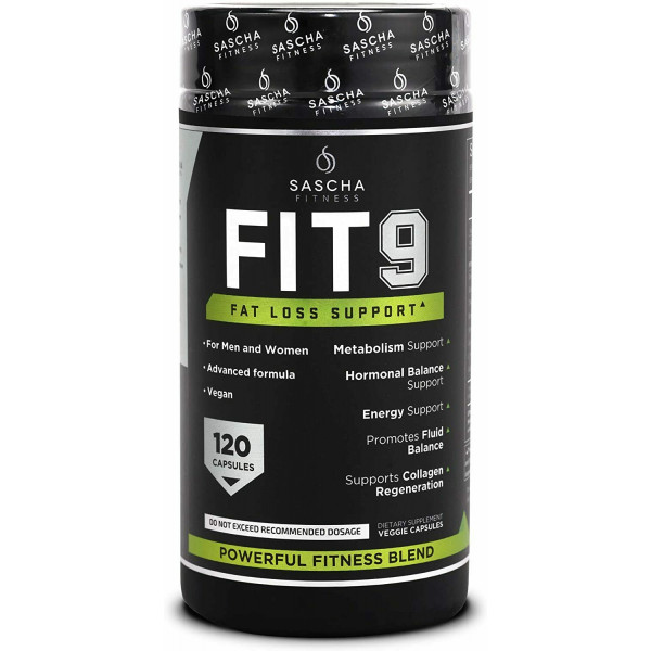 Pastillas Sascha Fitness Fat Loss | Soporte de colágeno Fluid Balance FIT9 Ingredientes