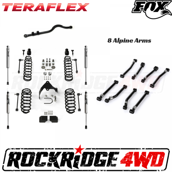 KIT DE ELEVACIÓN Teraflex de 3 CON AMORTIGUADORES ALPINE CA Y FOX para Jeep Wrangler JK de 4 puertas 07-18
