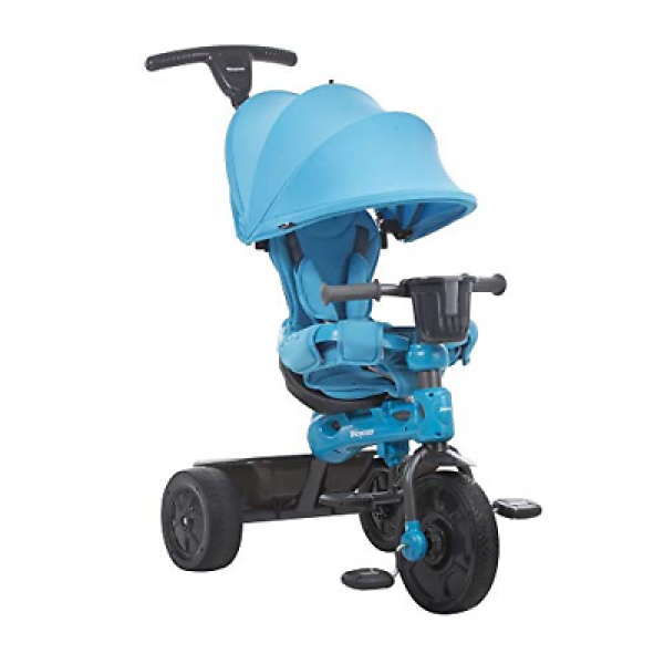 Triciclo para niños Joovy Tricycoo 4.1, triciclo de empuje, triciclo para niños pequeños, azul