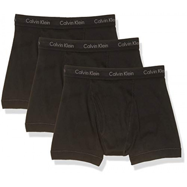 Calvin Klein Calzoncillos tipo bóxer de algodón clásico para hombre, mediano, negro (paquete de 3)