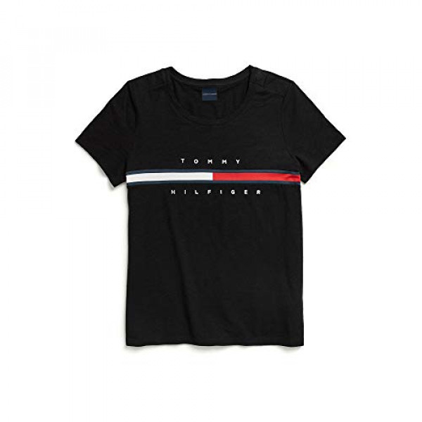 Camiseta de manga corta Tommy Hilfiger Adaptive para mujer, TH DEEP BLACK, XL