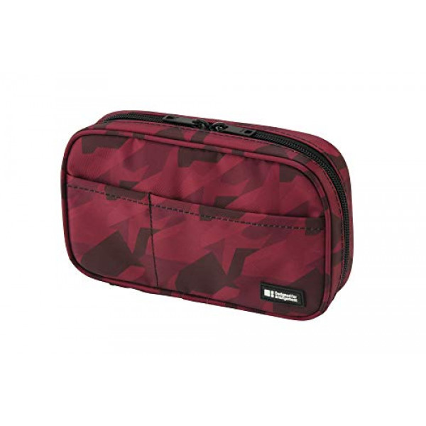 Estuche para bolígrafos con cremallera LIHIT LAB, 7,9 × 2 × 4,7 pulgadas, camuflaje granate (A7551-133)