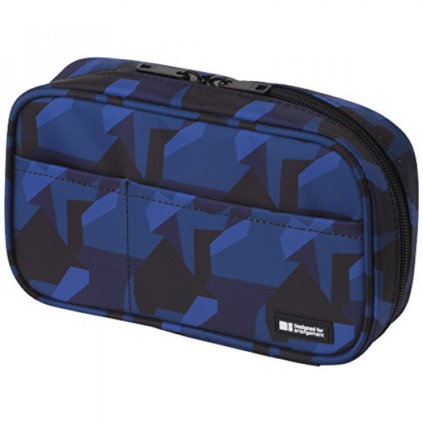 Estuche para bolígrafos con cremallera LIHIT LAB, 7,9 × 2 × 4,7 pulgadas, camuflaje azul marino (A7551-132)