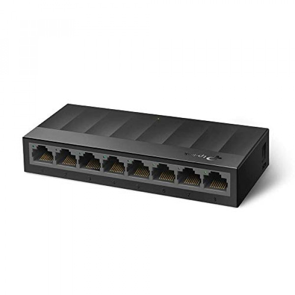 Conmutador TP-Link Litewave Gigabit Ethernet de 8 puertos | Divisor de Ethernet de escritorio | Estuche de plástico | Conmutador de red sin blindaje | Plug & Play | Fanless Quiet | No administrado (LS1008G)