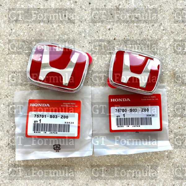 96-00 Honda Civic EK JDM RED H Type R - Emblema delantero trasero 2PCS Set 92-95 Accord