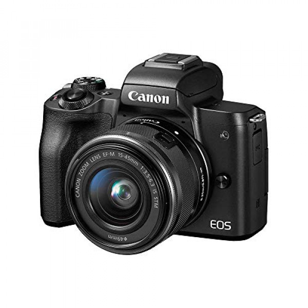Canon EOS M50 Kit de cámara de vlogs sin espejo con lente EF-M de 15-45 mm, negro