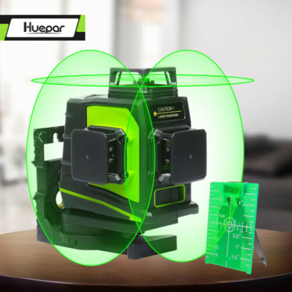 Nivel láser rotativo verde 12 líneas 3D herramienta de medición de autonivelación láser de línea cruzada