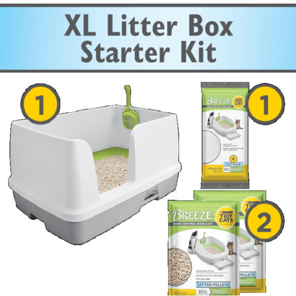 Sistema de arena sin grumos, control de olores todo en uno Breeze XL, caja para gatos múltiples