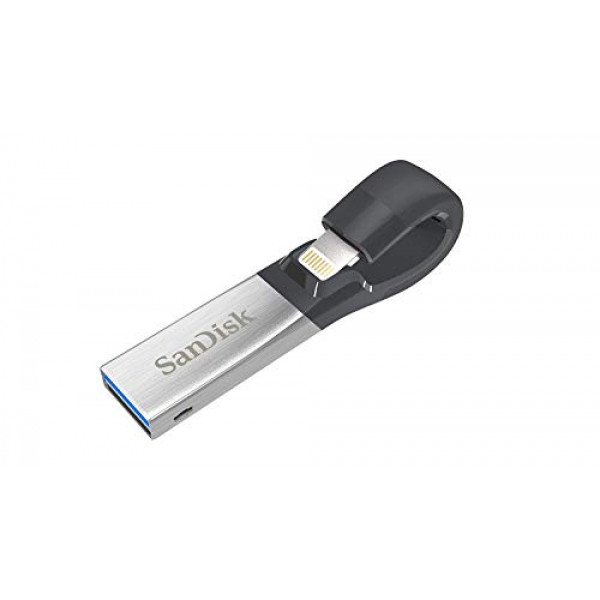 SanDisk iXpand Flash Drive de 128 GB para iPhone y iPad, negro / plateado, (SDIX30C-128G-GN6NE)