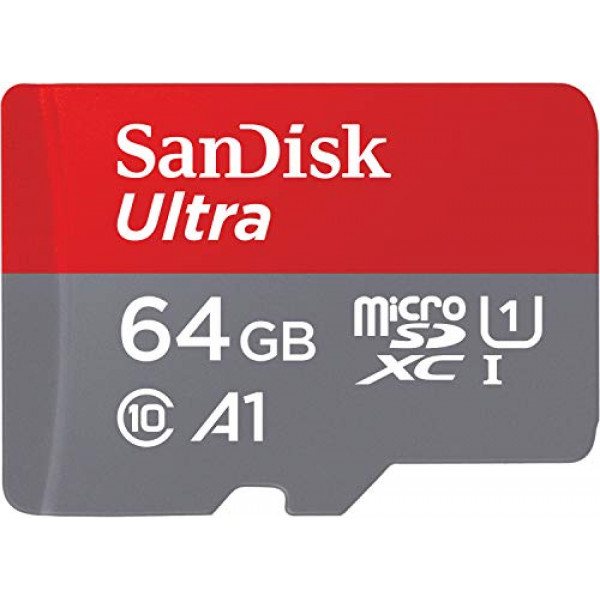 Tarjeta de memoria SanDisk Ultra microSDHC UHS-I de 64 GB con adaptador - 120 MB / s, C10, U1, Full HD, A1, tarjeta Micro SD - SDSQUA4-064G-GN6MA