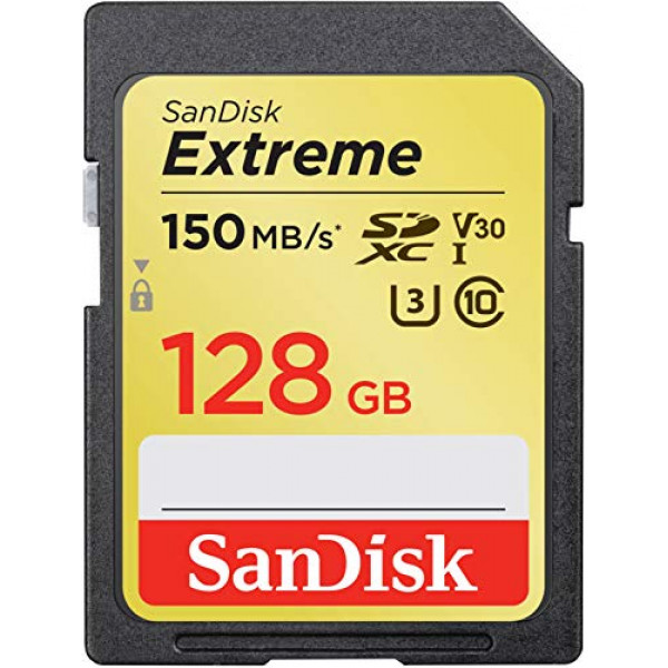 Tarjeta SanDisk Extreme SDXC UHS-I de 128 GB - C10, U3, V30, 4K UHD, tarjeta SD - SDSDXV5-128G-GNCIN