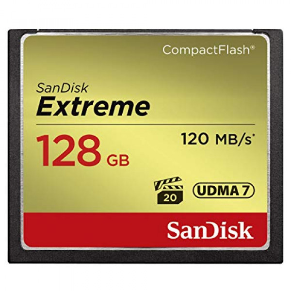 Tarjeta de memoria CompactFlash SanDisk Extreme de 128 GB (SDCFXSB-128G-G46), negra