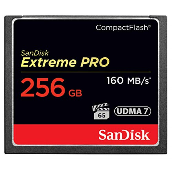 SanDisk Extreme PRO Tarjeta de memoria CompactFlash de 256GB UDMA 7 velocidades hasta 160MB / s- SDCFXPS-256G-X46 Negro